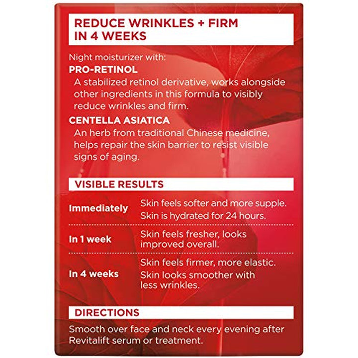 Revitalift Anti-Wrinkle and Firming Face Night Cream, Pro Retinol 1.7 Oz