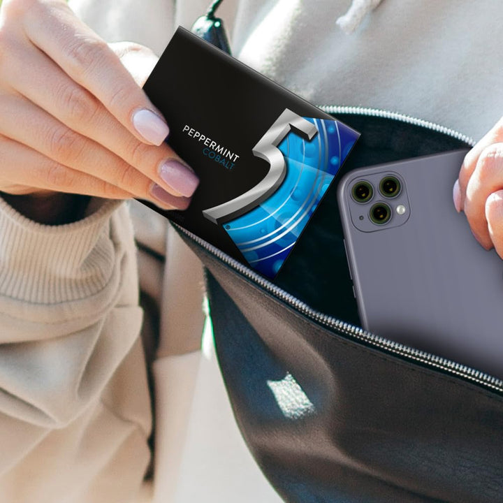 Peppermint Cobalt Sugar Free Chewing Gum Bulk, Stimulate Your Senses While Listening to Your Favorite Music, Mini Purse Essentials, 15 Sticks (Pack of 10)