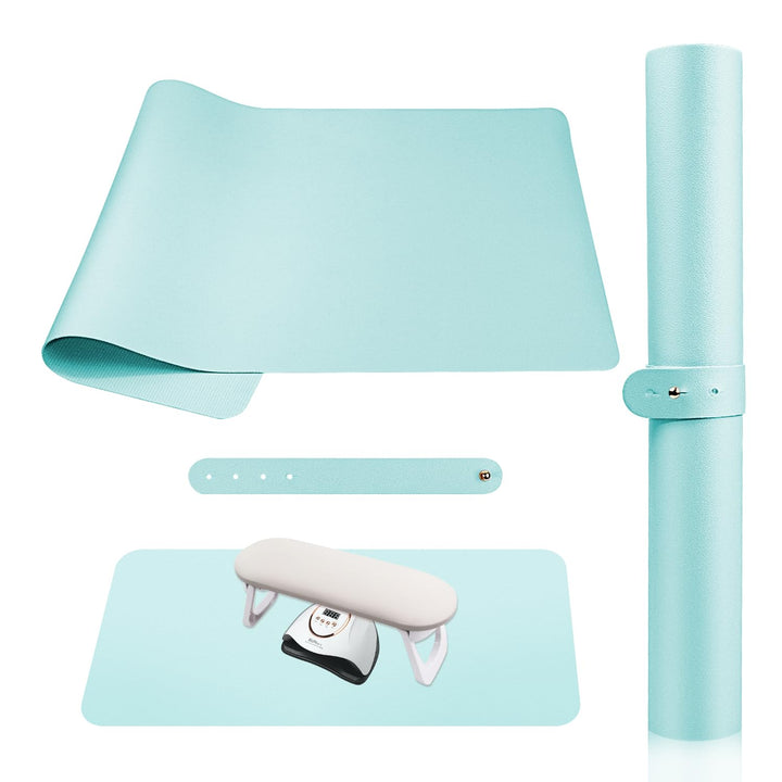 Nail Art Table Mat, (MAT ONLY) Soft Microfiber PU Leather Nail Hand Rest for Nail Arm Rest Cushion, Foldable Nail Art Rest Pillow Manicure Pad Desk Mat - Pink