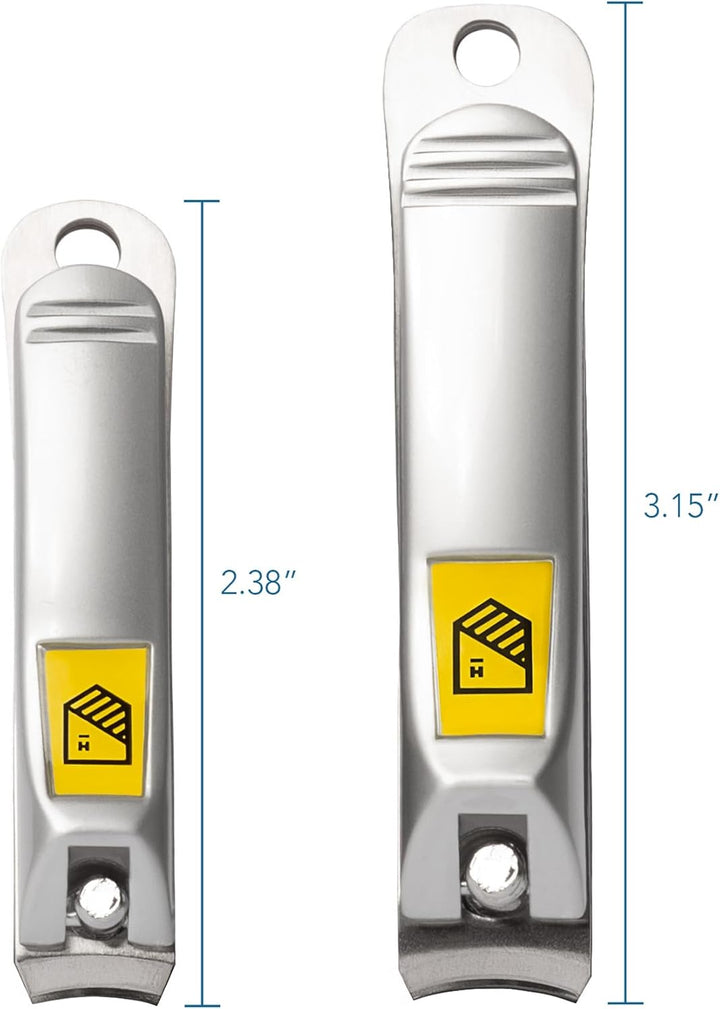 Ultra Sharp Nail Clippers Set - 2 Pack Stainless Steel Fingernail & Toenail Trimmers with Built-In Nail File for Women & Seniors (Silver)