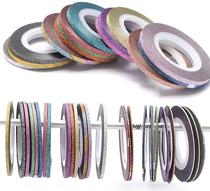 Nail Art Striping Tape Lines Kit 36 Pcs 1Mm 2Mm 3Mm Nail Tape Strips for Design DIY Silver Nails Striping Tape Case,Laser Holographic Nail Rolls Chrome Striping Tape Line