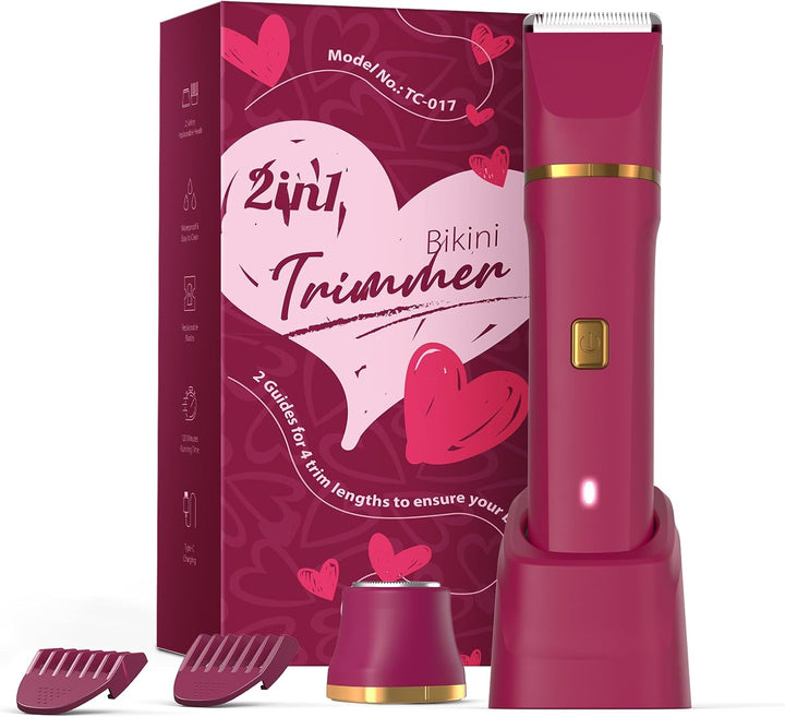 Electric Razors for Women - IPX7 Waterproof Pubic Hair Remover for Shower & Travel, 3-In-1 Bikini Trimmer with Body/Round/Curved Heads, Hypoallergenic Foil & Ceramic Blades, Self-Care Gifts for Her