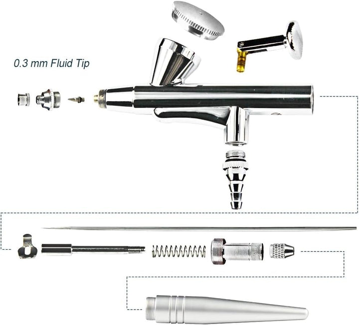 Airbrush Gun Mini Makeup Air Brush Spary Gun 0.4Mm Needle and Nozzle for Make up Face Eyebrow Nail Temporary Tattoo (Single Gun)