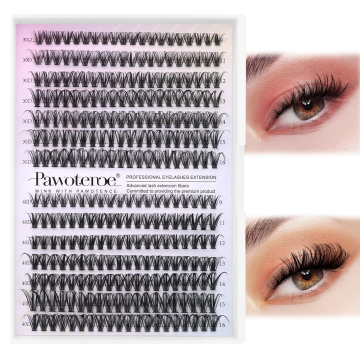Lash Extension Kit DIY 280Pcs Lash Clusters Eyelash Extension Kit, 9-16Mm 30D 40D Individual Lashes Kit with Lash Bond and Seal, Lash Tweezers for Self Use (30D&40D, 0.07D, 9-16Mm, Kit)