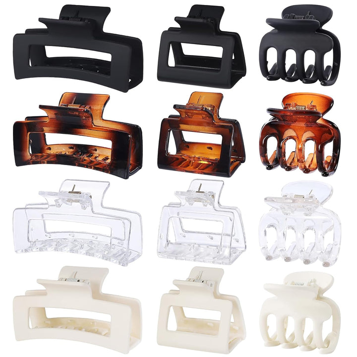 3 Styles Hair Clips for Women Small Medium Big Claw Clips for Thin Thick Hair 12 Pcs Hair Claw Clips Hair Clips Combination Hair Accessories for Women (Brown)