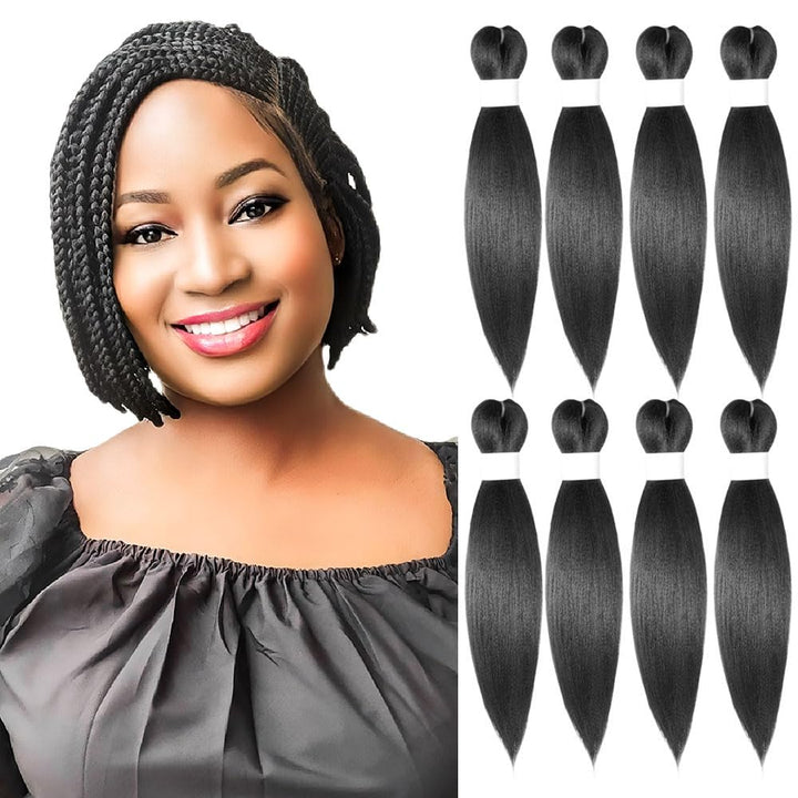 Purple Braiding Hair 20 Inch Pre Stretched Hair Long Straight Crochet Braids Yaki Texture Synthetic Fiber 4 Packs (Dark Purple)