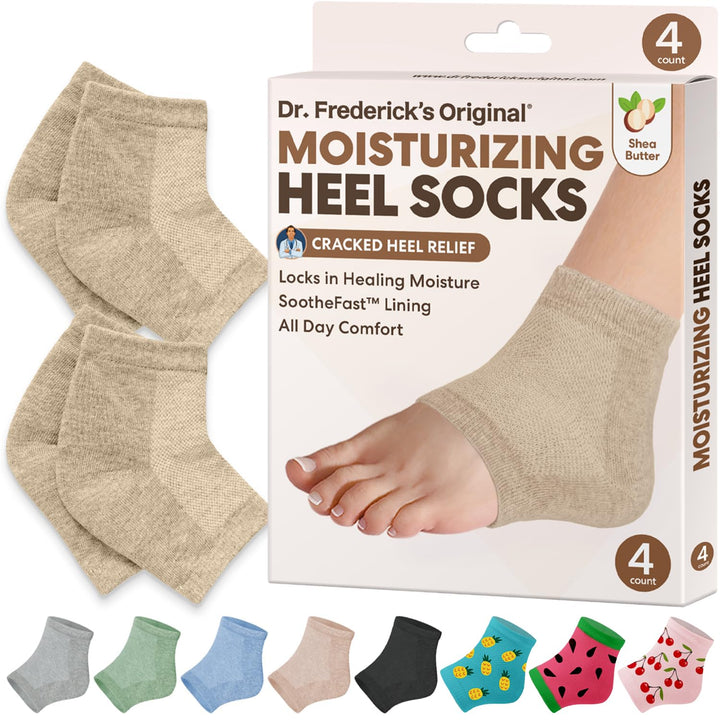 Moisturizing Heel Socks for Dry Cracked Heels Treatment - Infused with Olive Oil, Jojoba Oil and Vitamin E - 2 Pairs - Stocking Stuffers for Adults - Original Formula