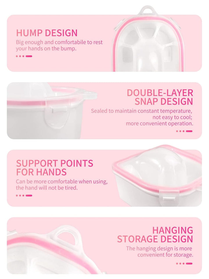 Nail Soaking Bowl, 2PCS Soak off Gel Polish Dip Powder Remover Manicure Bowl with Triangle Cuticle Peeler and Stainless Steel Cuticle Pusher Nail Art Tool (Pink)