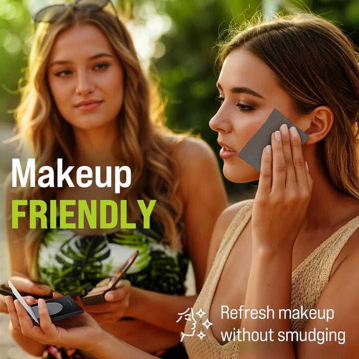Natural Oil Blotting Sheets for Face with Bamboo Charcoal - 4Pk/400 Makeup Friendly Oil Absorbing Sheets for Face - Blotting Papers for Oily Skin