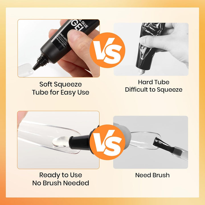 Beetles 2Pcs*20G Solid Nail Glue Gel, Tipex Soft Nail Tips Glue Super Strong for Acrylic Nails Extension Fake Nails Press on Nails, Christmas Nail Art, U V Light Required