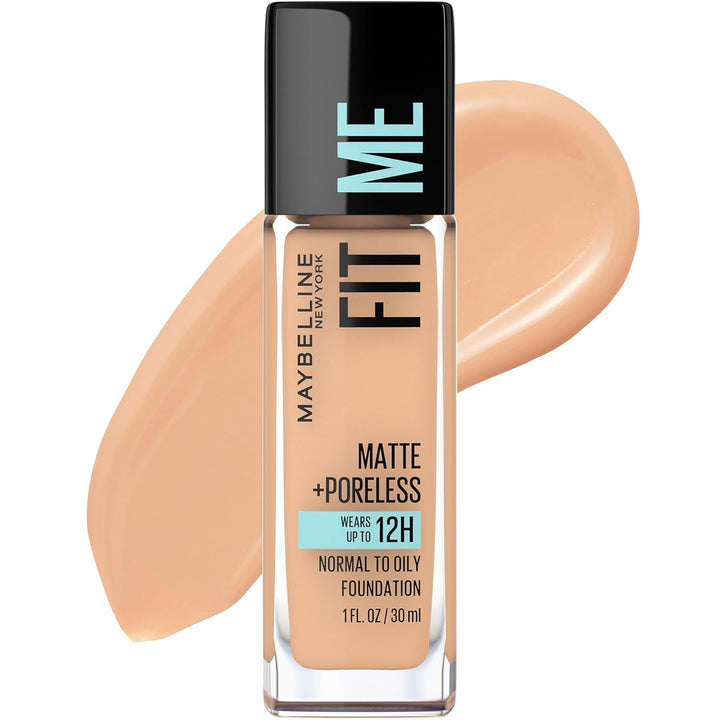 Fit Me Matte + Poreless Liquid Oil-Free Foundation Makeup, Classic Ivory, 1 Count (Packaging May Vary)