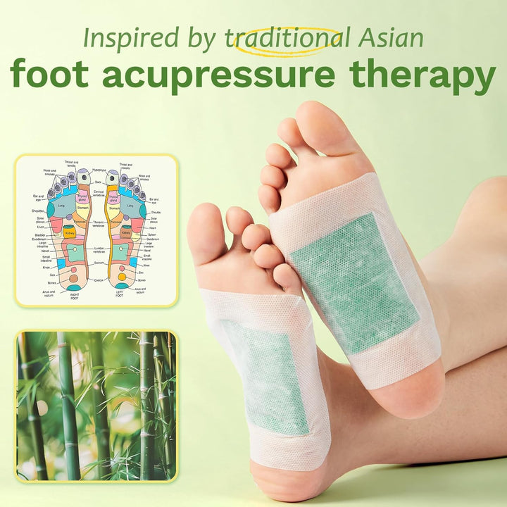 Deep Cleansing Foot Pads,50 Packs Bamboo Foot Pads. Use during Sleep to Improve Sleep and Support Body Cleansing. May Relieves Stress and Fatigue,It Is a Good Gift for Family Members.