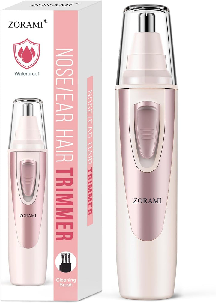 Ear and Nose Hair Trimmer Clipper - 2025 Professional Painless Eyebrow & Facial Hair Trimmer for Men Women, Battery-Operated Trimmer with IPX7 Waterproof, Dual Edge Blades for Easy Cleansing Black