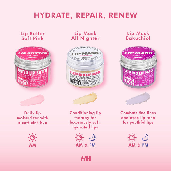 100% Natural Lip Butter Sleeping Lip Mask, Overnight Lip Moisturizer and Conditioner for Dry Lips. Intensive Lip Balm and Lip Therapy Skin Care with Mango Butter (Original All Nighter)