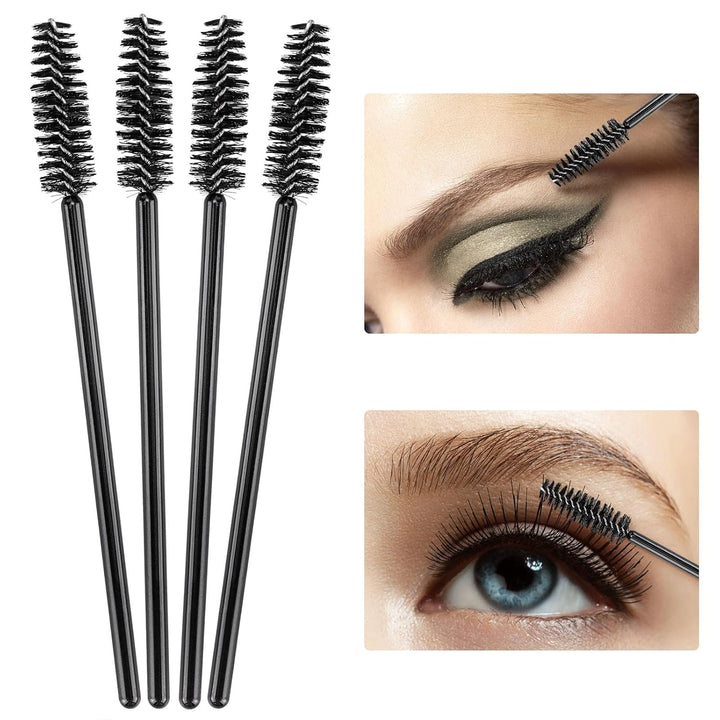 500 Pieces Disposable Mascara Wands Eyelash Brush Brow Brushes Applicators Lash Spoolies for Eye Lash Extension - Black