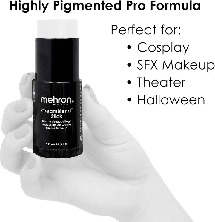 Makeup Creamblend Stick | Face Paint, Body Paint, & Foundation Cream Makeup | Perfect for Halloween .75 Oz (21 G) (White)