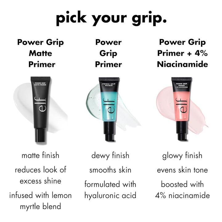 Power Grip Primer + 4% Niacinamide, Gel-Based & Hydrating Face Primer, Evens Skin & Brightens, Grips Makeup, Vegan & Cruelty-Free, 0.8 Fl Oz