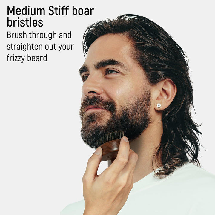 Small Travel Beard Brush - Natural Boar Bristles with Black Walnut Wood