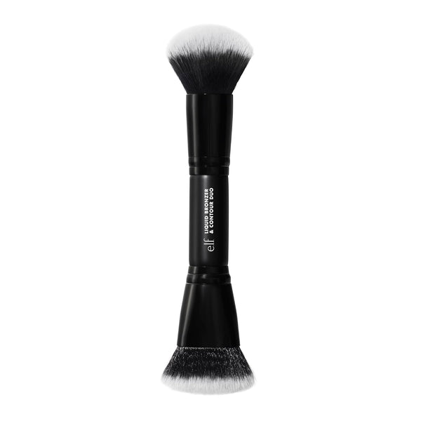 Liquid Bronzer & Contour Duo Brush, Silky Highly Pigmented Formula with Dual-Ended Makeup Brush, Synthetic Bristles, 100% Vegan and Cruelty-Free