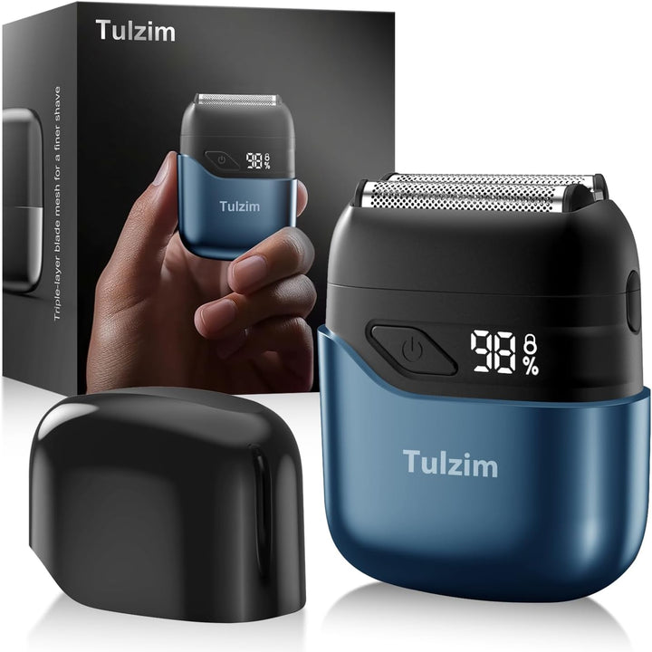 Electric Foil Shaver for Men: Portable Electric Razor for Beard/Face - 3 Floating Blade LED Display USB-C Fast Rechargeable - IPX7 Waterproof for Travel & Home - Carbon Gray