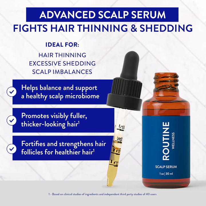 Scalp Serum for Thinning Hair – Promotes Visibly-Thicker, Fuller-Looking Hair – Lightweight, Science-Backed with Red Clover & Peptides - 30Ml