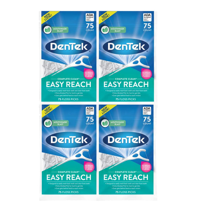 Easy Reach Complete Clean Floss Picks, with Strong Dental Floss, 75 Count, 3 Pack