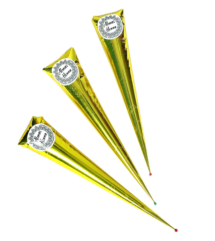 Henna Cones / Tubes 100% Natural, Ready to Use Paste Hair Color Hair Dye-Reddish Brown Color for Women, 3 PACK, 30G Each