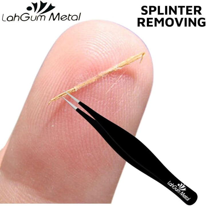 Super Sharp Pointed Tweezers Precision Fine Point Tip Ingrown Hair Removal Kit - Extra Thin Stainless Facial Hair Remover for Face