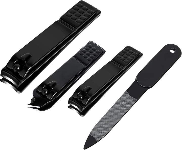 Nail Clippers Set, Sharp Stainless Steel Fingernail Clipper & Toenail Clippers, Black Nail Cutter, Large and Small 2 Piece Set.