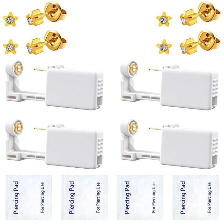 Ear Piercing Kit, Disposable Ear Piercing Gun Preloaded CZ Earring Studs, Body Piercing Kits for Your Own Use at Home (Silver)