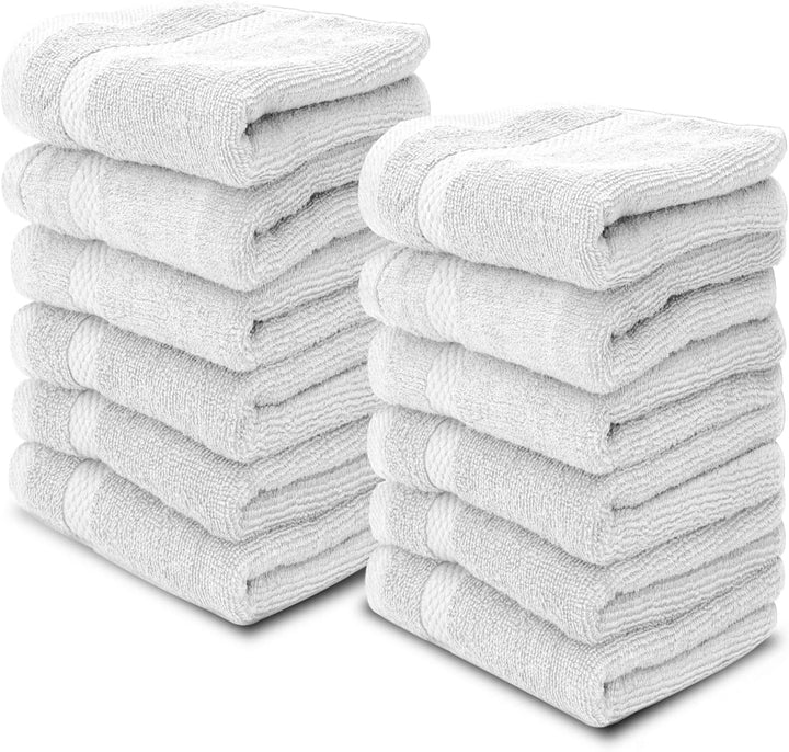 Luxury Cotton Washcloths 13X13 Inch - 650 GSM Turkish Cotton | Hotel, Spa, Bathroom Face Towel | 12 Pack