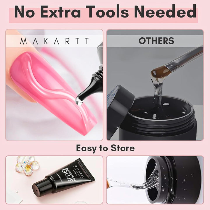 Nail Rhinestone Glue: Super Strong Gel Glue for Nail Art Decorations, Charms, 3D Bling, Gems, Jewel Diamonds 30ML Cured Need Beauty