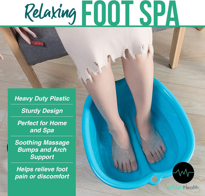 Foot Soaking Bath Basin – Large Size for Soaking Feet | Pedicure and Massager Tub for at Home Spa Treatment | Callus, Fungus, Dead Skin Remover, Blue