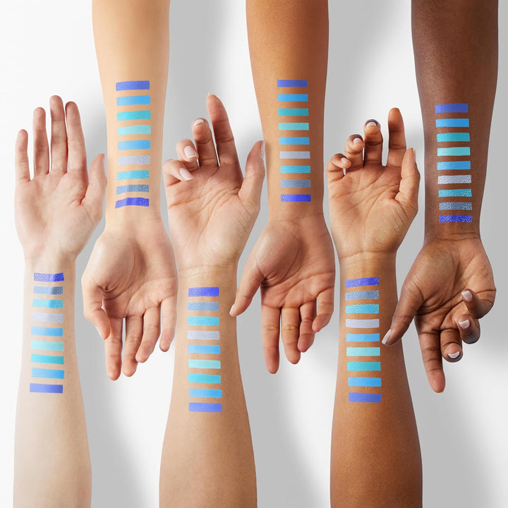 Eyeshadow Palette 9 Colors Blue Eyeshadow Gemstone Shadow Palette Highly Pigmented Mattes Shimmers Smokey Glitter Cream Colorful Powder Blendable Long Lasting Waterproof Makeup Palette