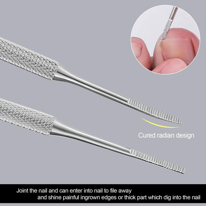 2PCS Ingrown Toenail File and Lifter with Storage Case,100% Stainless Steel Ingrown Toenail Tool,Double Sided Professional Grade Nail Cleaner Tool