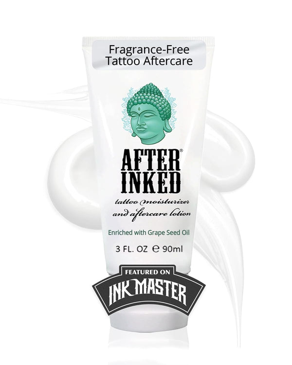Tattoo Aftercare Lotion – Moisturizing Balm for Inked Skin, as Seen on INK MASTER – Hydrating Cream with Grape Seed Oil, Skin Nourishment & Daily Maintenance – 3 Fluid Oz Tube (1-Pack)