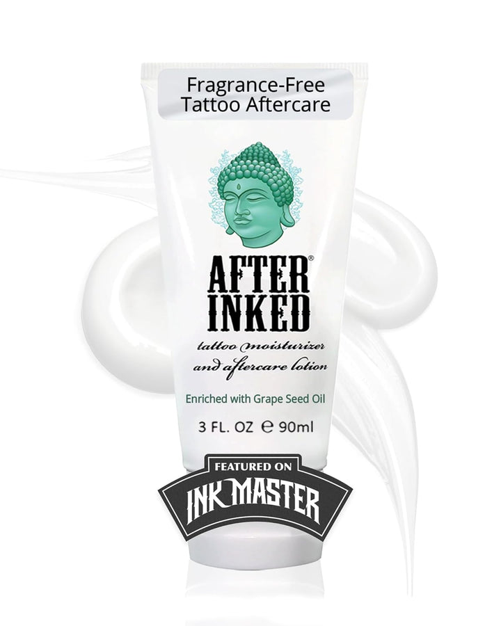 Tattoo Aftercare Lotion – Moisturizing Balm for Inked Skin, as Seen on INK MASTER – Hydrating Cream with Grape Seed Oil, Skin Nourishment & Daily Maintenance – 3 Fluid Oz Tube (1-Pack)