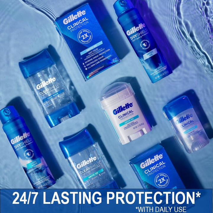 Antiperspirant and Deodorant for Men, 72Hr Sweat & Odor Protection, Long Lasting Freshness, Anti-White Mark Technology, Clear Gel, Cool Wave Scent, 3.8 Oz (Pack of 4)