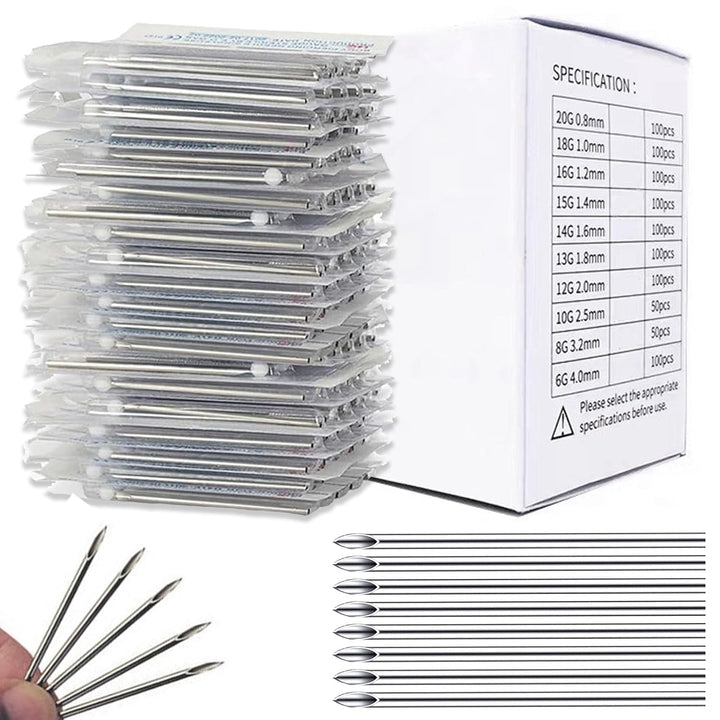 100Pcs Mixed Piercing Needles -  20G 18G 16G 14G 12G Hollow Needles Ear Nose Piercing Needle for Lip Tongue Belly Navel Nipple Professional Piercing Tools