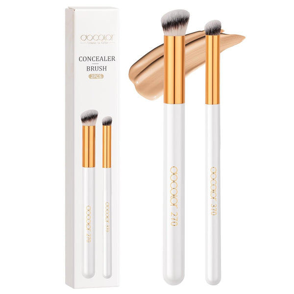 Concealer Brush, 2PCS Angled Concealer Brushes under Eye Mini Angled Flat Top Kabuki Nose Contour Brush for Concealing Blending Setting