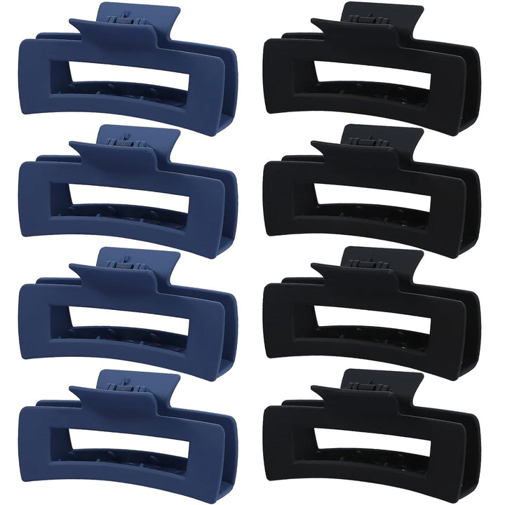 8 Pcs Large Hair Claw Clips 4.1 Inch Non-Slip Big Square Matte Claws for Women, Strong Hold Banana Clips for Thick Thin Hair