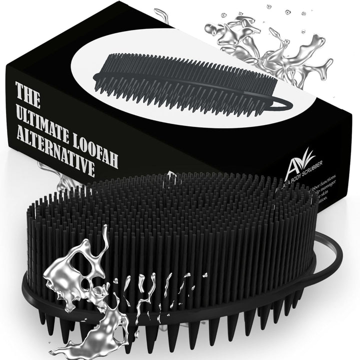 Silicone Body Scrubber – Gentle Shower Brush & Loofah Alternative- Food Grade & Lab Tested – Fast-Drying, Hygienic, Bpa-Free Silicone Body Gentle Exfoliator (Lavender, Massage)