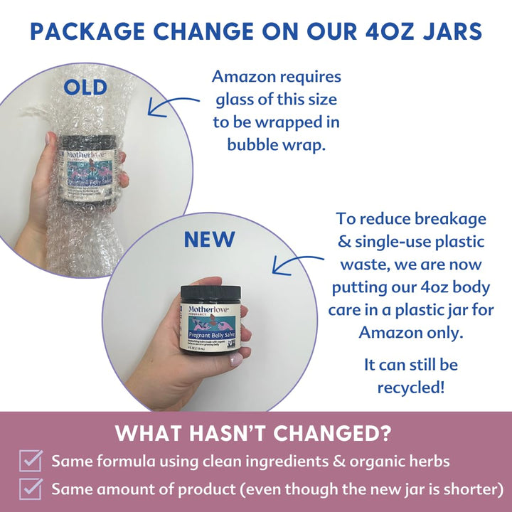 Pregnant Belly Salve (4 Oz) Moisturizing Balm to Use on Growing Belly—Non-Gmo & Organic Herbs