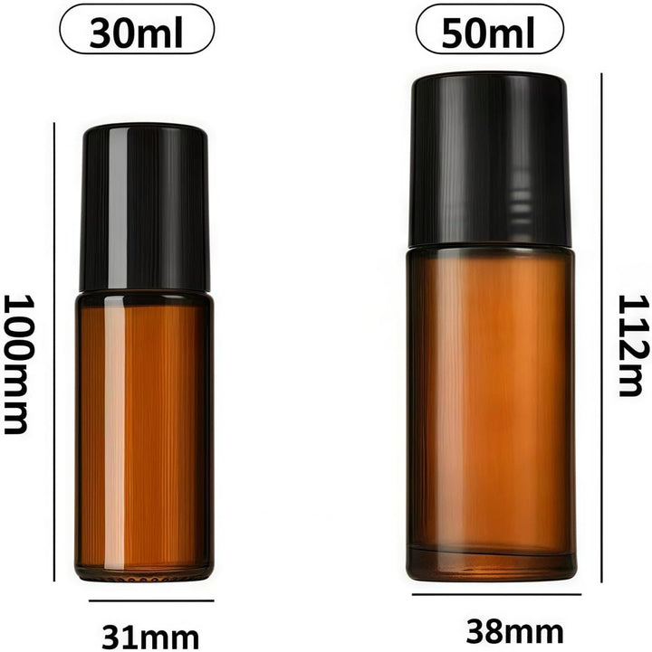 2Pcs Brown 50Ml Glass Essential Oil Roller Bottles Refillable Roll on Bottles Empty Deodorant Bottle Containers Rollerball for Fragrance Roller Refillable Containers Accessories
