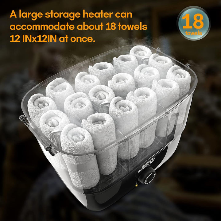 Towel Steamer-Hot Towel Warmer 600 W Tabletop Moist Towel Heater, Holds up to 18 Towels,30 Minute Auto Shut Timer,Professional Salon Equipment Towel Warmer for Facials,Spa,Barbers,Massage (Black)