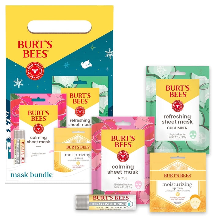 Christmas Gifts - Tips and Toes Kit, 6 Travel Size Products for Stocking Stuffers - Pomegranate Moisturizing Lip Balm, 2 Hand Creams, Foot Cream, Cuticle Cream, and Hand Salve