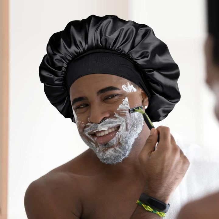 Silk Bonnet for Men Women Hair Bonnet for Sleeping Double Layer Satin Bonnet for Natural Curly Hair Unisex Sleep Cap