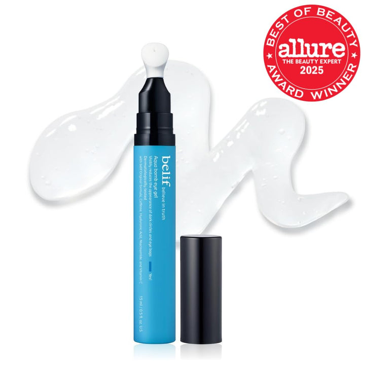 Aqua Bomb Cooling Eye Gel - Caffeine & Hyaluronic Acid for Puffiness & Hydration, Niacinamide & Vitamin C for Dark Circles, Adenosine & Collagen for Plumping & Firming, Korean Skin Care