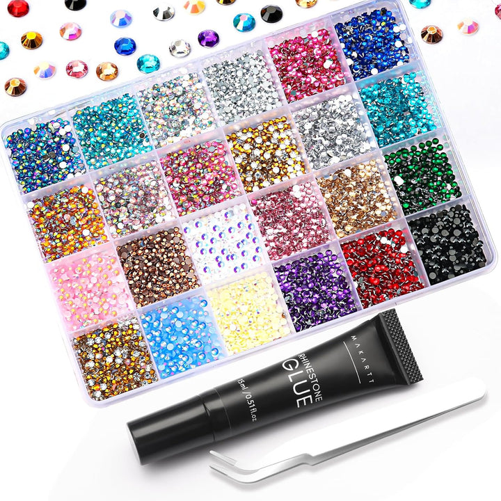 Nail Rhinestone Glue Set - Gel Nail Glue for Rhinestones, 3D Art Design Super Strong Adhesive for Charm Gems Jewel Crystal Beads Diamonds, 15Ml & 8Ml, Easy Use, Cured Need