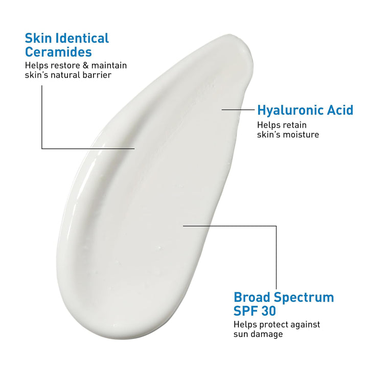 Ultra-Light Moisturizing Lotion with SPF 30, Daily Face Moisturizer with SPF, Formulated with Hyaluronic Acid & Ceramides, Broad Spectrum SPF, Oil Free, Matte Finish, 1.7 Ounce